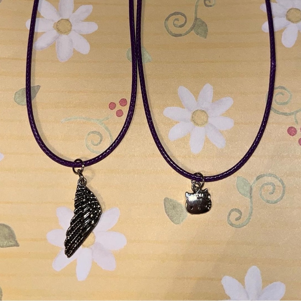 Purple Cord Necklaces with Silver Charms